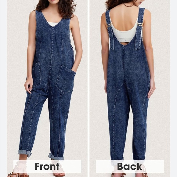 Exlura Women Denim Jumpsuit Overalls Blue Small Boho High Roller Casual Farm - Picture 1 of 11